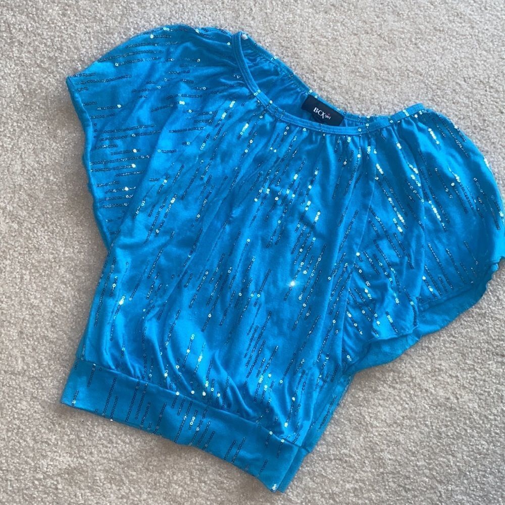BCX Girl Turquoise Sequined Top! 